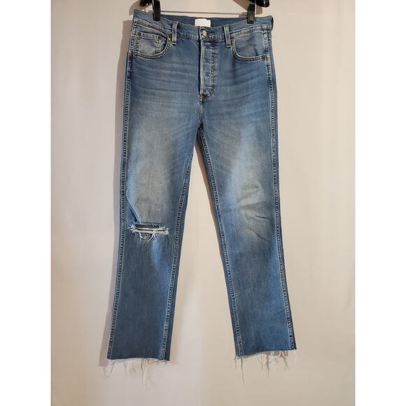 Boyish by Her Dempsey Distressed Button Fly Jeans Womens Size 29 Straight Leg - Picture 3 of 16
